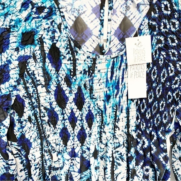 NWTs Patrons of Peace | Smocked Tie Dye Print Blouse Size Medium - Picture 7 of 11